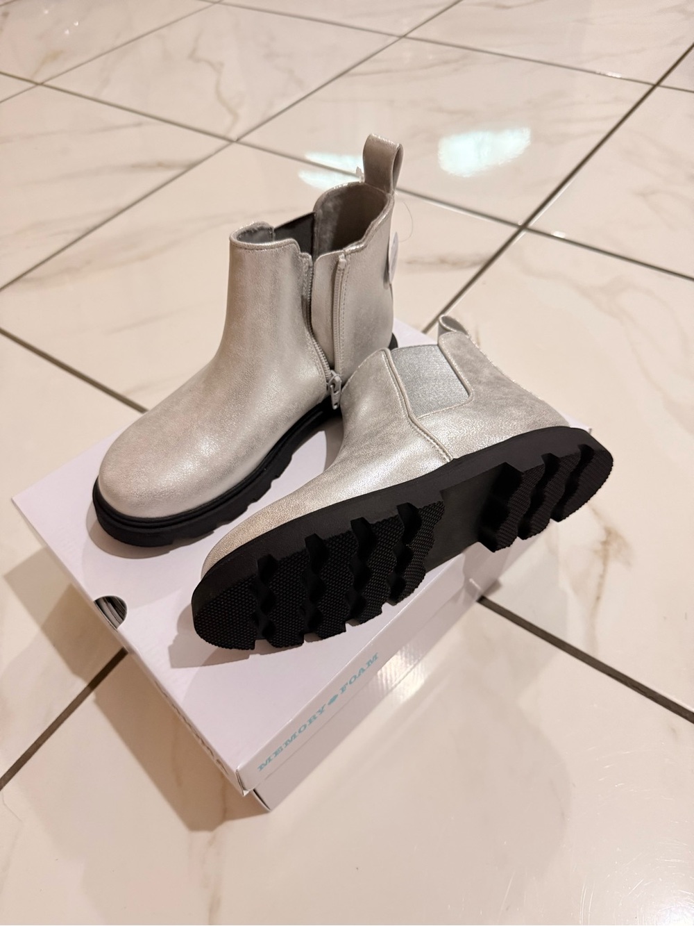 Sonoma Metallic Silver Kids Chelsea Lug Boots
